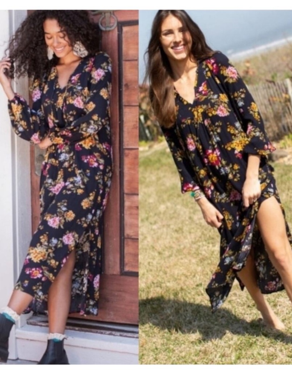 NATURAL LIFE - Rowan Women's Navy Floral V-Neck Maxi Dress